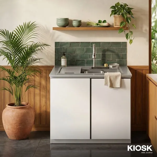 KIOSK Kitchen Cabinet with SinkSUS304 Smart Faucet & Full Accessories