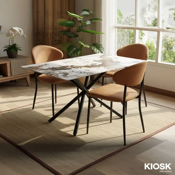 KIOSK DI-2538 Dining Table, Gloss Pandora Ceramic Top (140x80 cm)