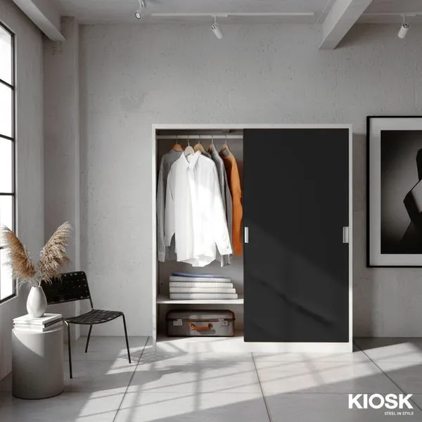 KIOSK SDS-160K Sliding Door Steel Wardrobe 160 cm with Rail