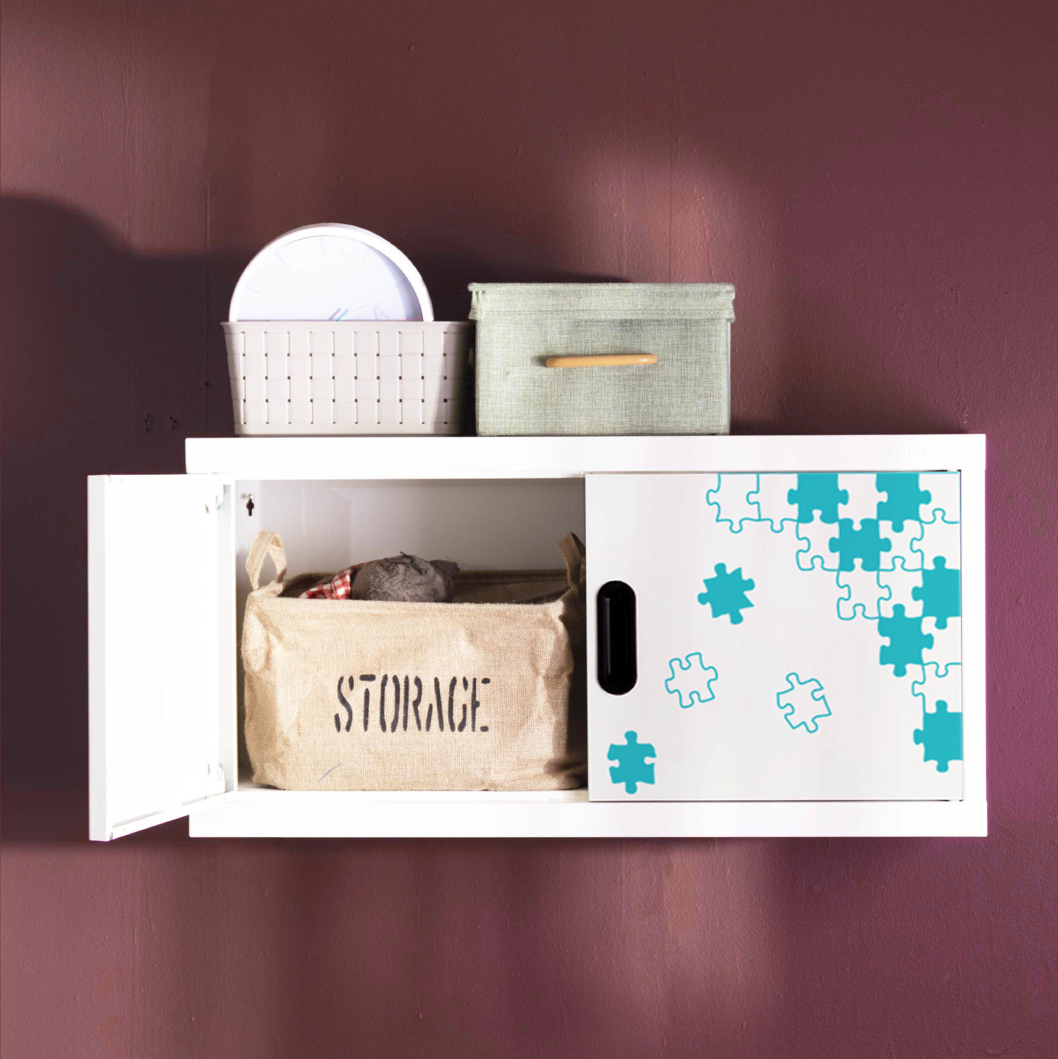 Hanging cabinet with patterned doors