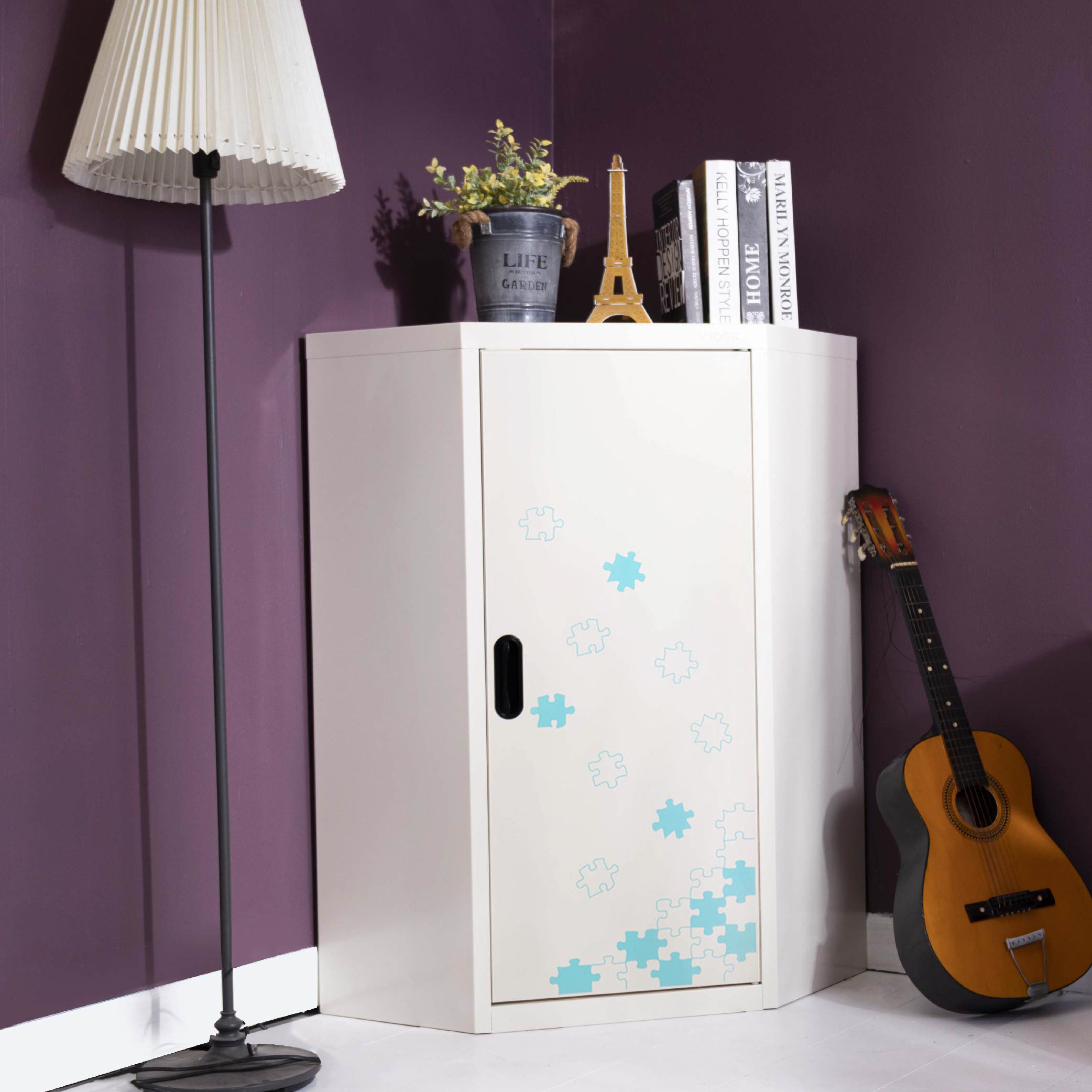 Corner corner bookcase (6 corners) with pattern
