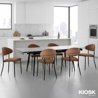 KIOSK DI-2525 Extendable Ceramic Dining Table & 6 OKC-161 Chairs Set