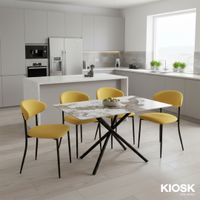 KIOSK DI-2538 Ceramic X-Leg Dining Table & 4 OKC-161 Chairs Set-1