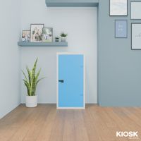 KIOSK ตู้เหล็กบานเปิดทึบ 2 แผ่นชั้นปรับได้ กันสนิม กุญแจ/รหัส-7